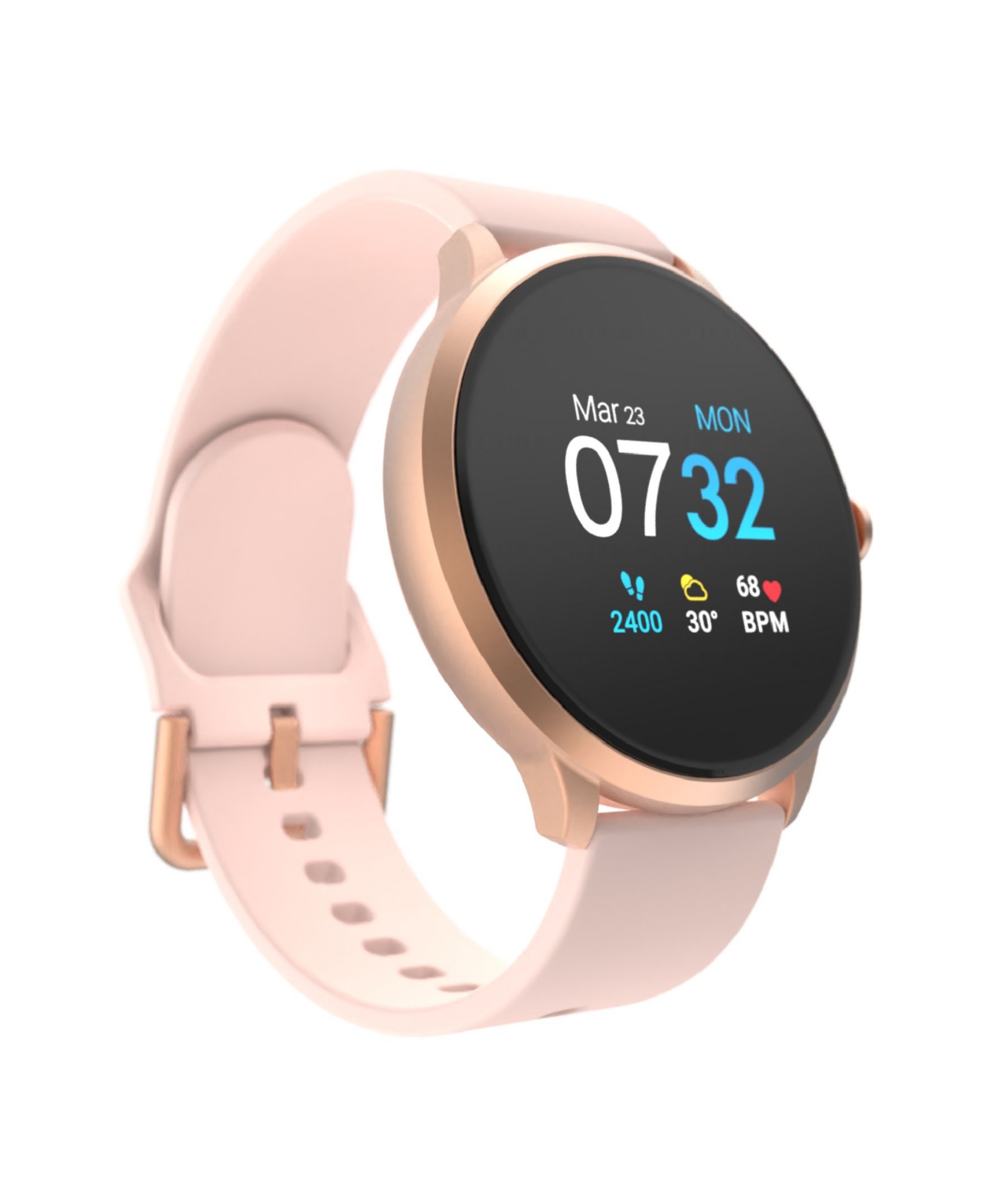 Itouch Sport 3 Women's Touchscreen Smartwatch: Rose Gold Case with Blush Strap 45mm