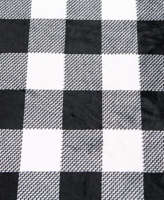 CLOSEOUT! Cabin Plaid Charcoal Ultra Soft Plush Fleece Reversible Blanket, Twin