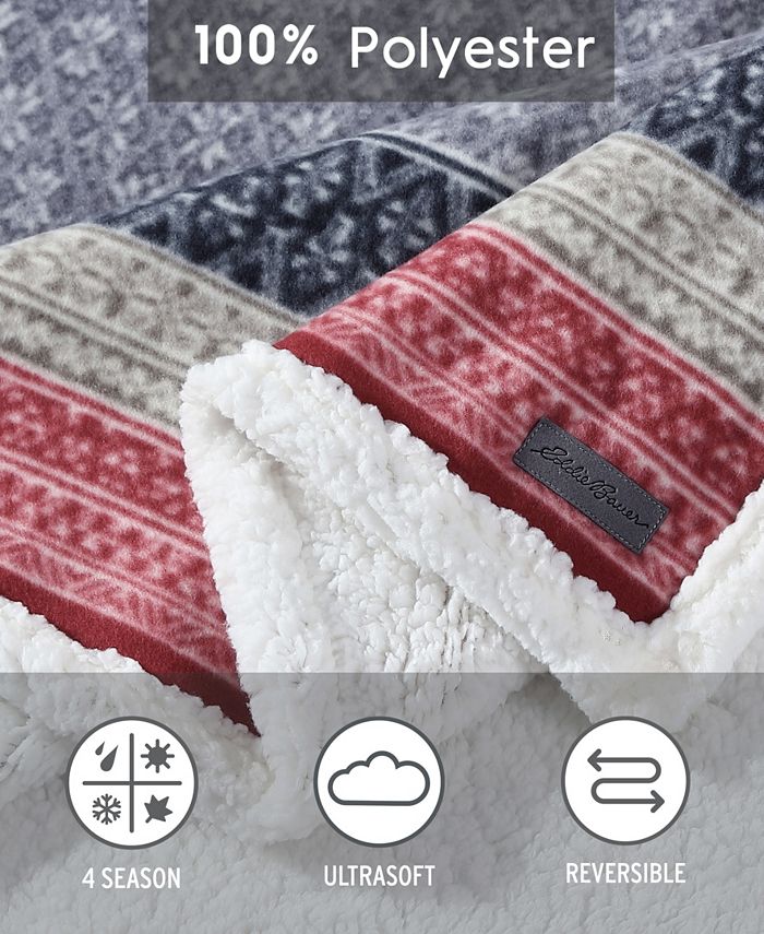 Eddie Bauer Fair Isle Ultra Soft Plush Fleece Reversible Oversized