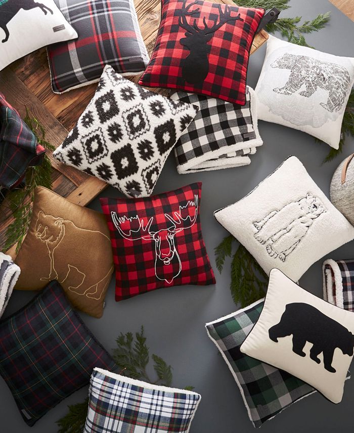 Eddie Bauer Cabin Plaid Stag Head Cotton Yarn Dye Flannel Reversible