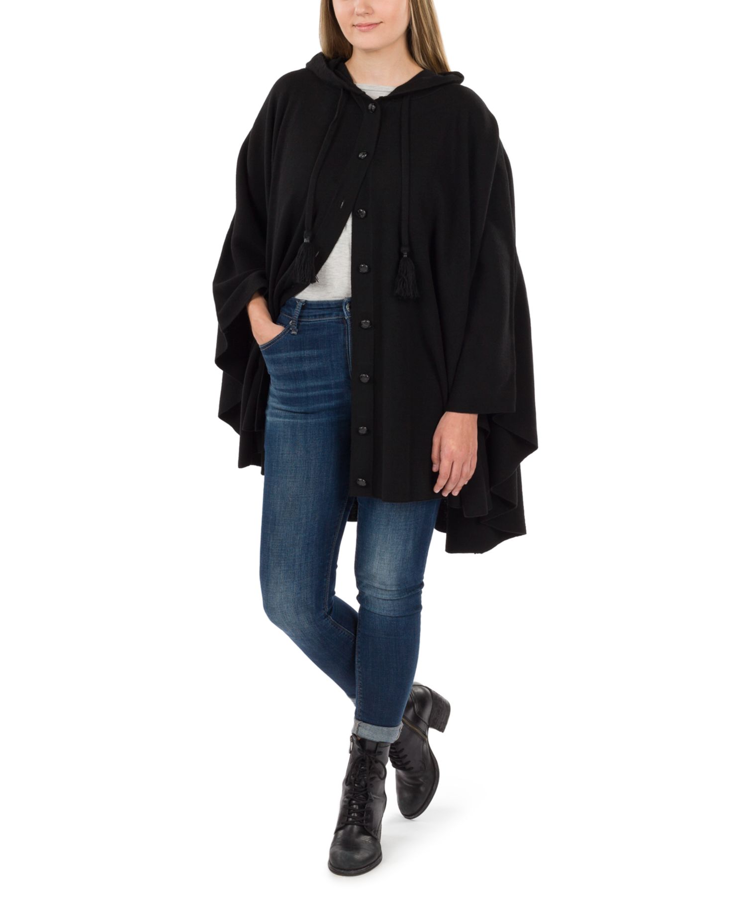 Women's Hooded Cape with Buttons