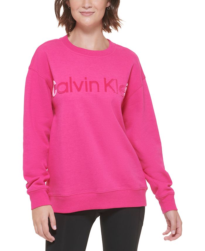 Calvin Klein Women's Embroidered Logo Pullover Sweatshirt - Macy's