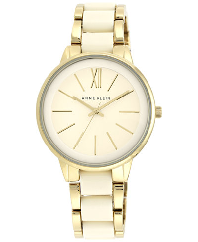 Anne Klein Women's Ivory-Color and Gold-Tone Bracelet Watch 37mm AK/1412IVGB