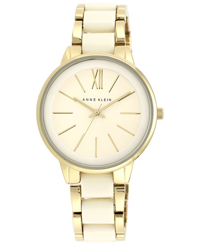 Anne Klein - Women's Ivory-Color and Gold-Tone Bracelet Watch 37mm AK/1412IVGB