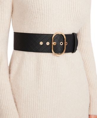 Steve Madden - Diamond Quilted Stretch Faux-Leather Belt