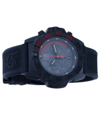 Men's Swiss Chronograph Navy Seal Dive Black Rubber Strap Watch 45mm