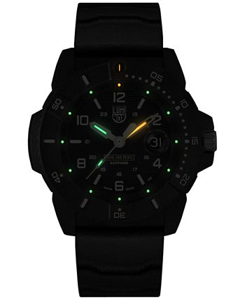 Luminox Men's Swiss Navy Seal Magnifying Glass Dive Black Rubber Strap