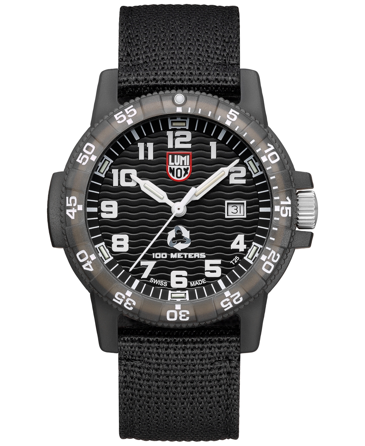 Men's Swiss Eco Series Black Pet Strap Watch 44mm