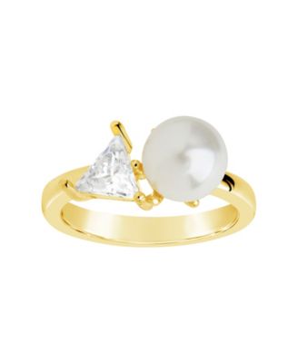 Cubic Zirconia and Imitation Pearls Dara Ring