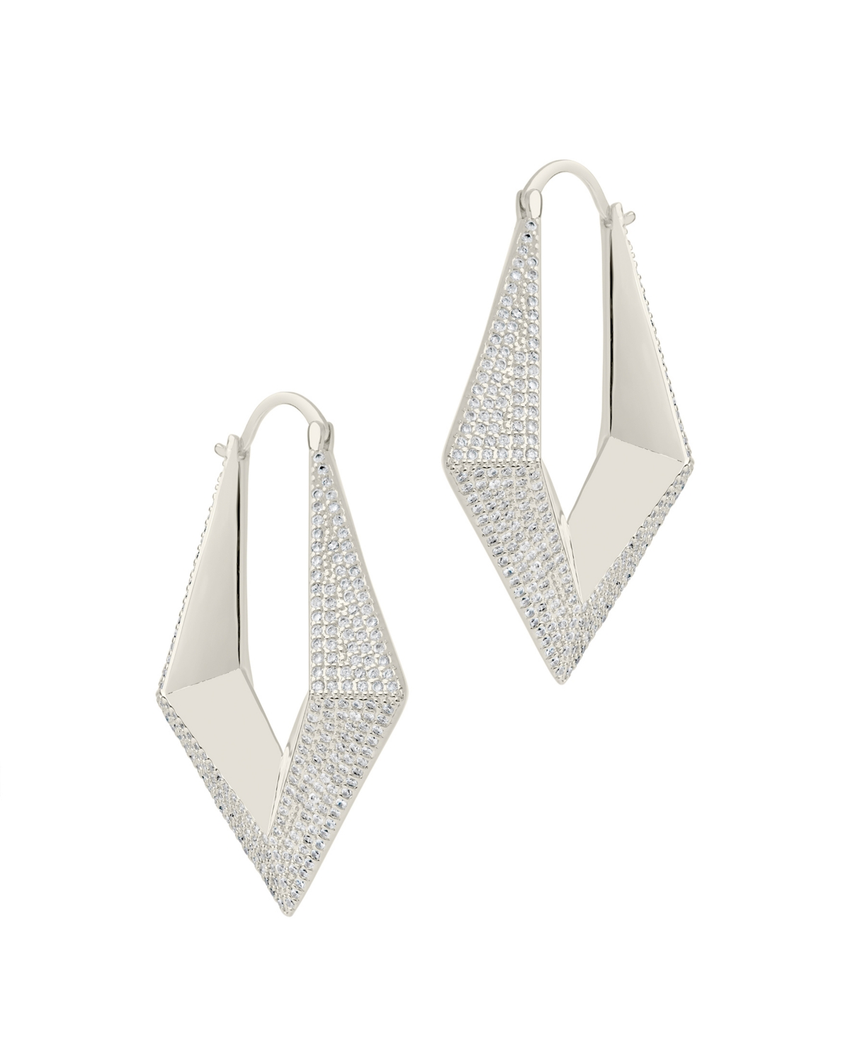 Shop Sterling Forever Cubic Zirconia Charlize Hoop Earrings In Silver-tone
