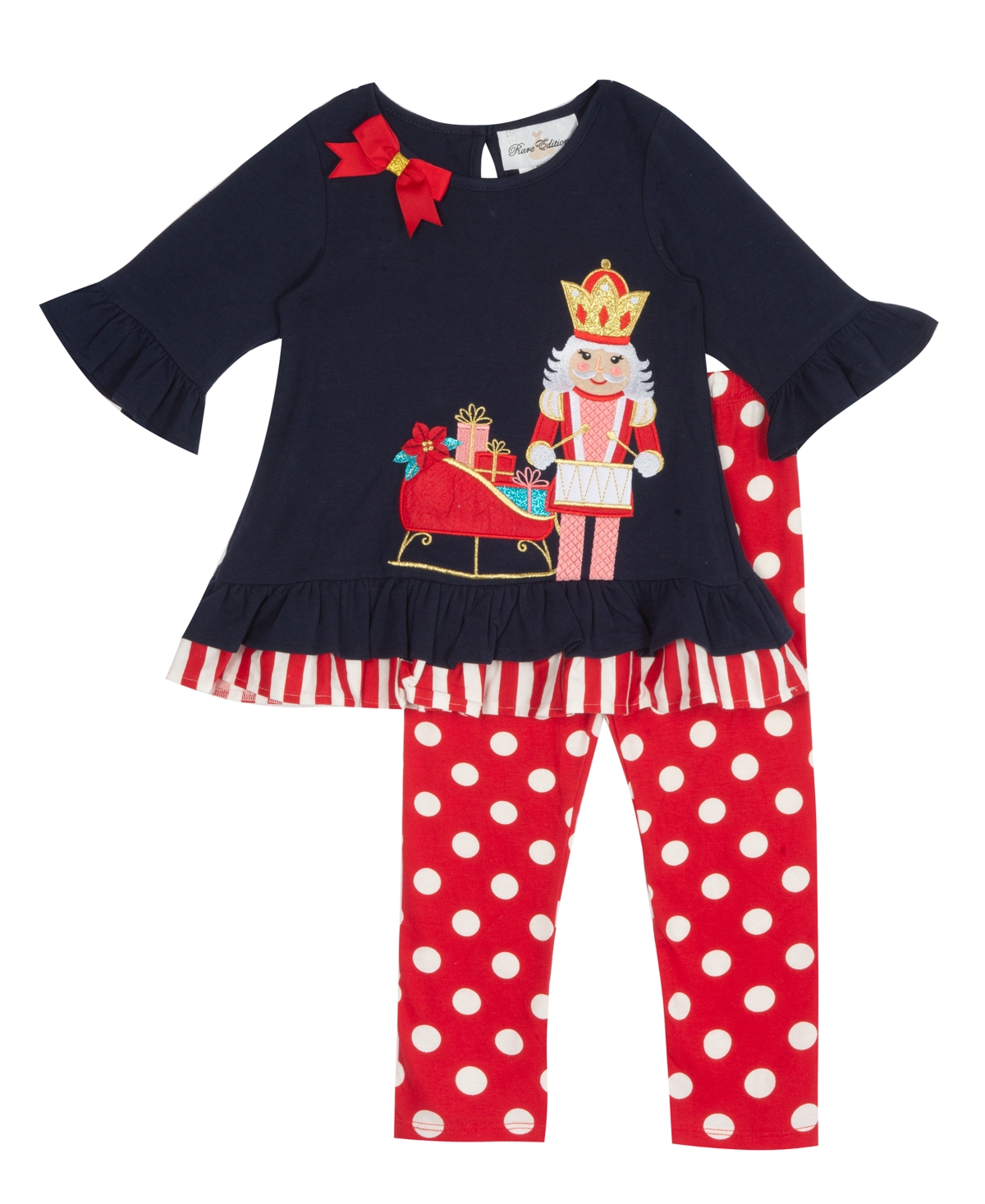 Rare Editions Baby Girls Nutcracker Shirt And Leggings, 2 Piece Set In Navy