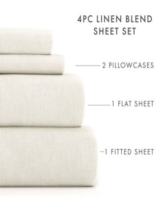 300 Thread Count Linen Rayon From Bamboo Blend Deep Pocket 4-Pc. Sheet Set, California King