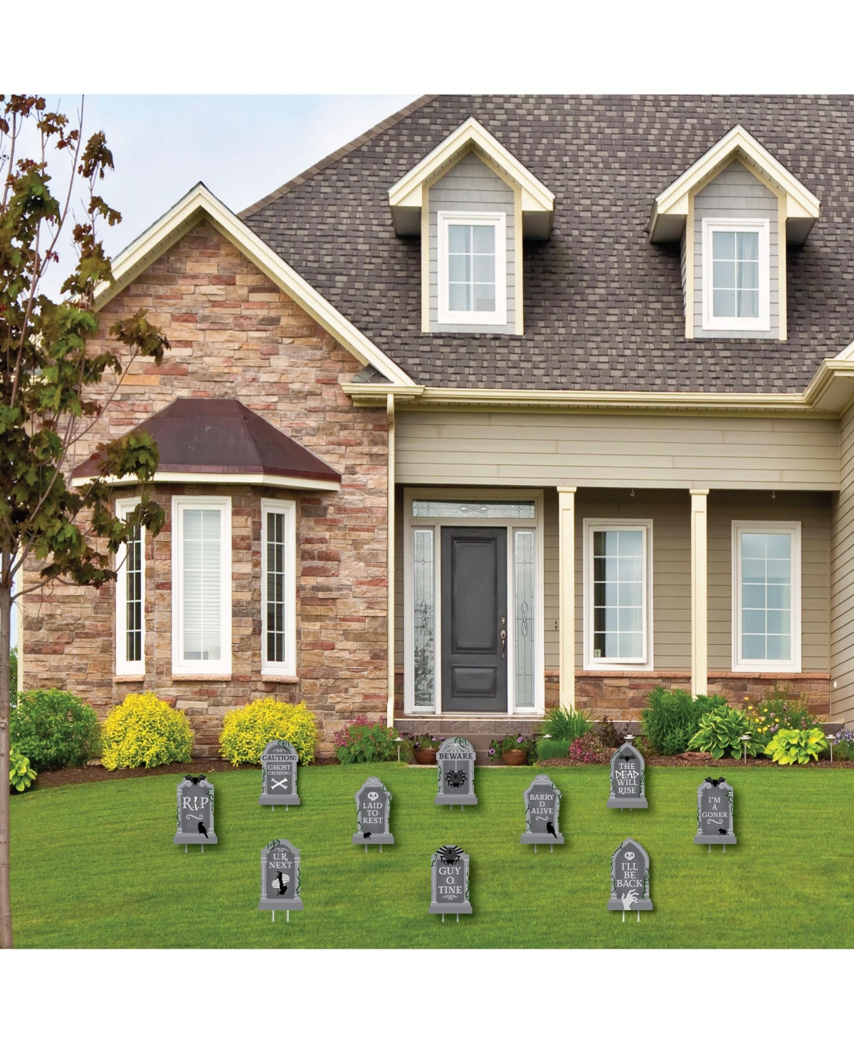 Big Dot of Happiness Creepy Cemetery Outdoor Spooky Halloween Tombstone Party Yard Decorations 10 Pc