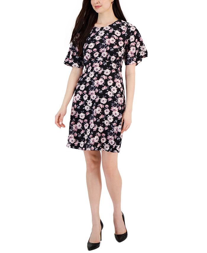 Connected Women's FloralPrint RoundNeck Sheath Dress Macy's