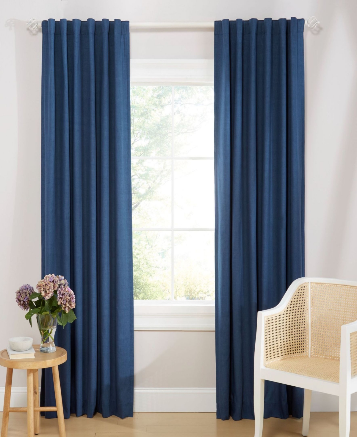 Shop Lauren Ralph Lauren Tyler 100% Blackout Cotton Blend With Lining Back Tab And Rod Pocket Curtain Panel, 50" X 96" In Indigo