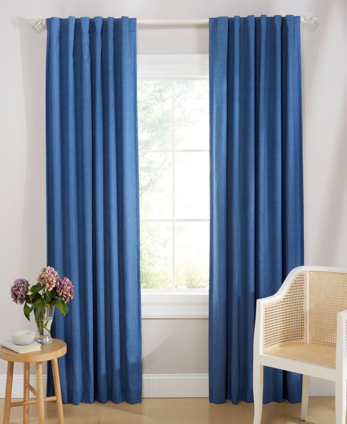 Shop Lauren Ralph Lauren Tyler 100% Blackout Cotton Blend With Lining Back Tab And Rod Pocket Curtain Panel, 50" X 96" In Slate Blue