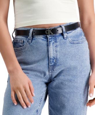 Women's CK Monogram Buckle Skinny Belt