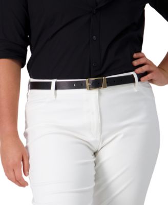 Skinny Geometric Center Bar Buckle Dress Belt