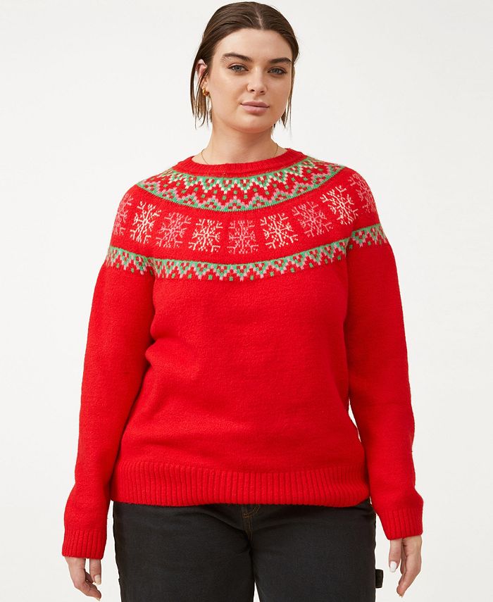COTTON ON Trendy Plus Size Christmas Crew Neck Sweater - Macy's