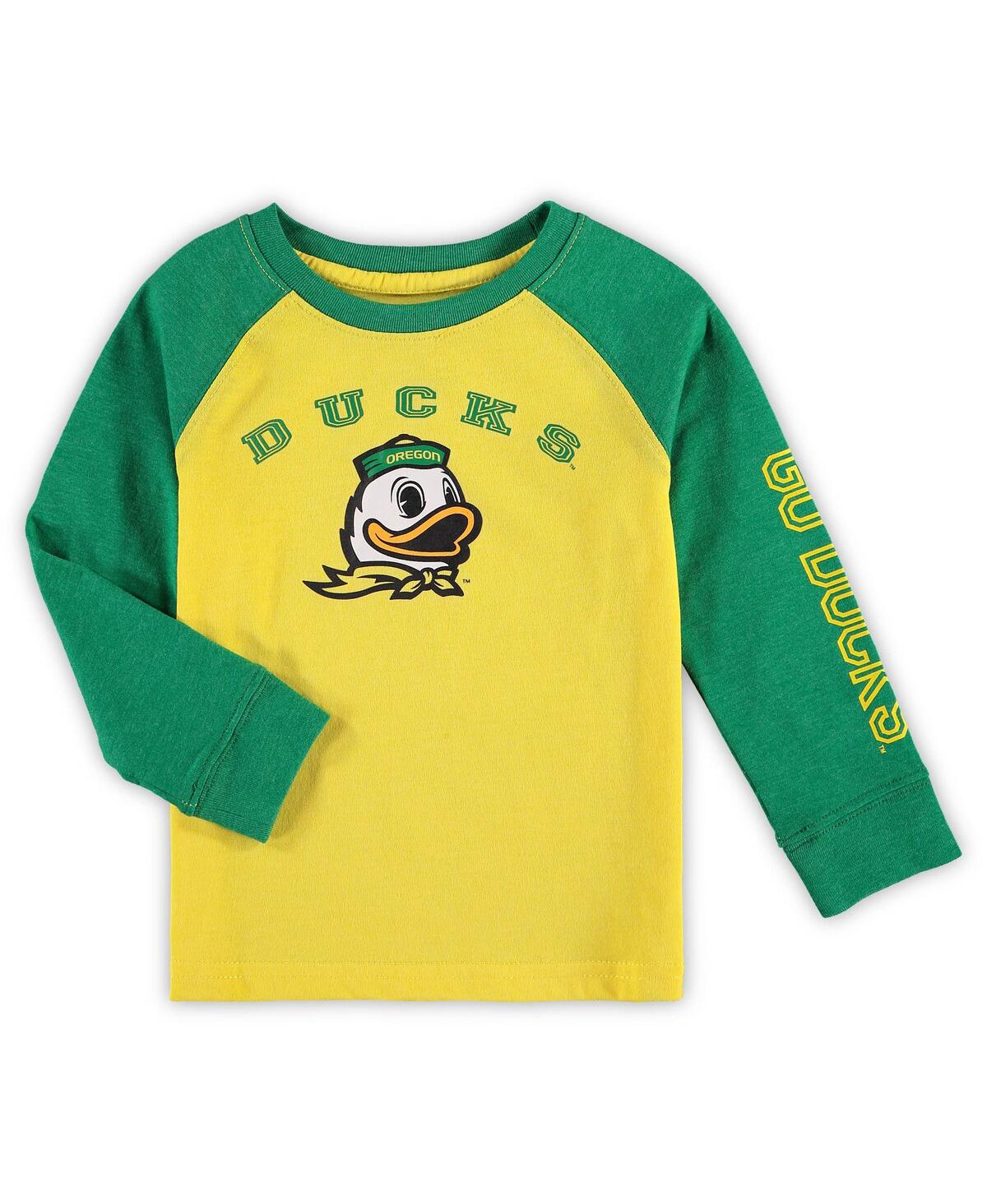 Colosseum Toddler Boys And Girls  Yellow Oregon Ducks Long Sleeve Raglan T-shirt In Yellow
