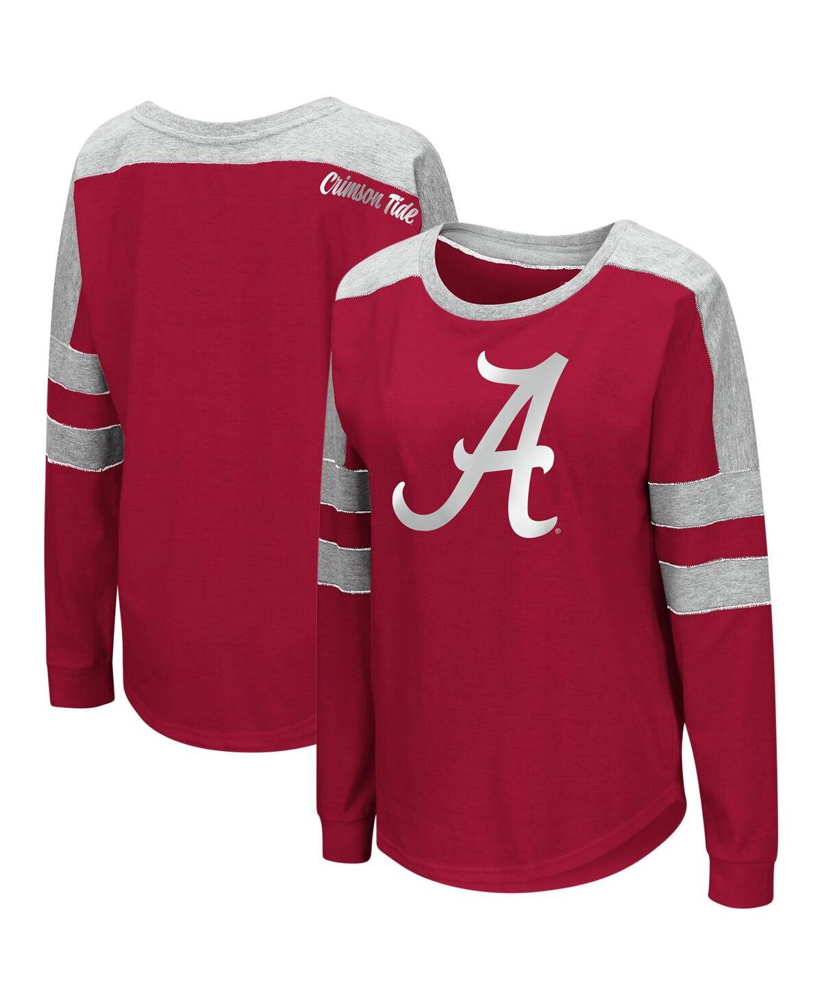 Shop Colosseum Women's  Crimson Alabama Crimson Tide Trey Dolman Long Sleeve T-shirt