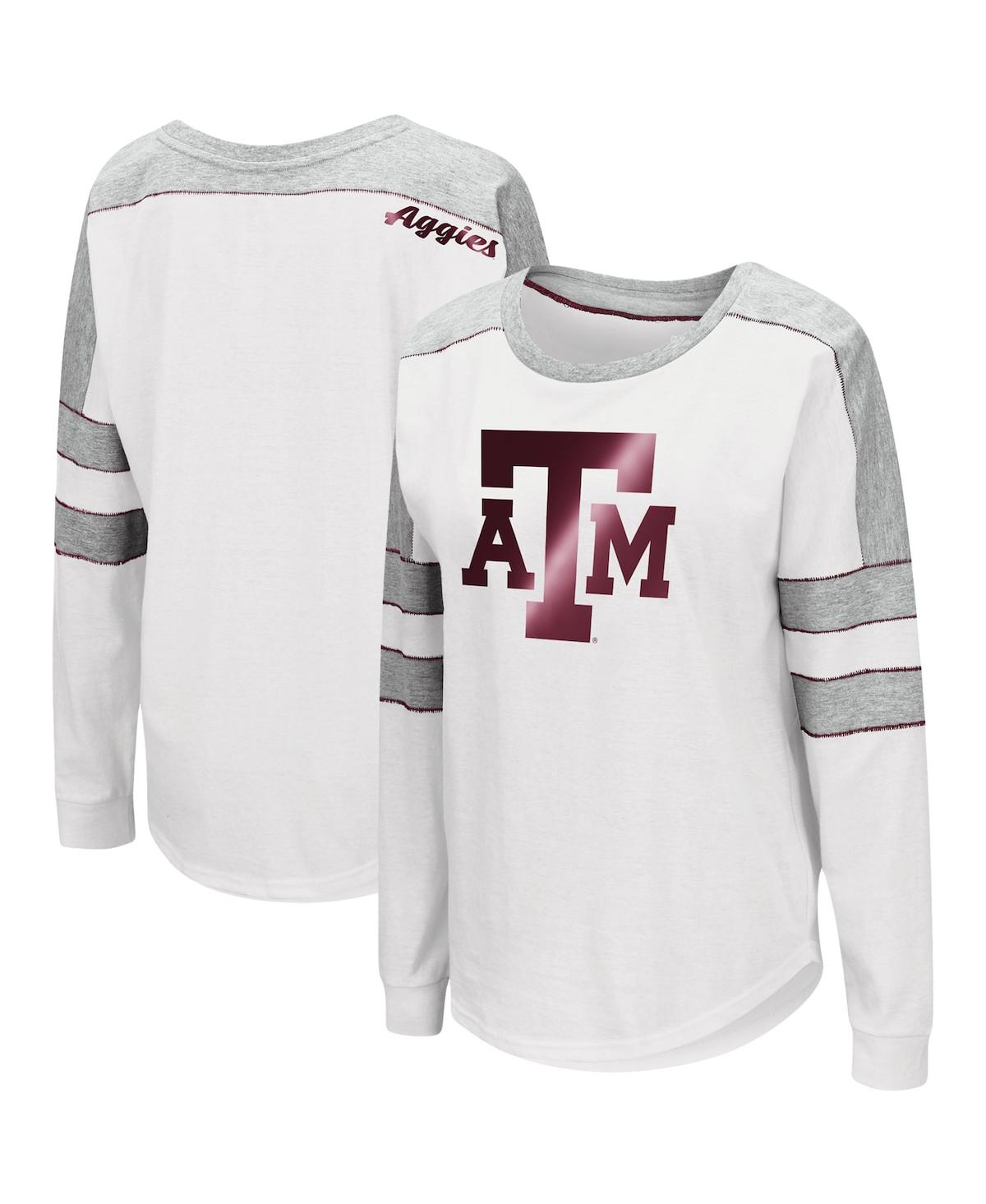 Colosseum Women's  White Texas A&m Aggies Trey Dolman Long Sleeve T-shirt