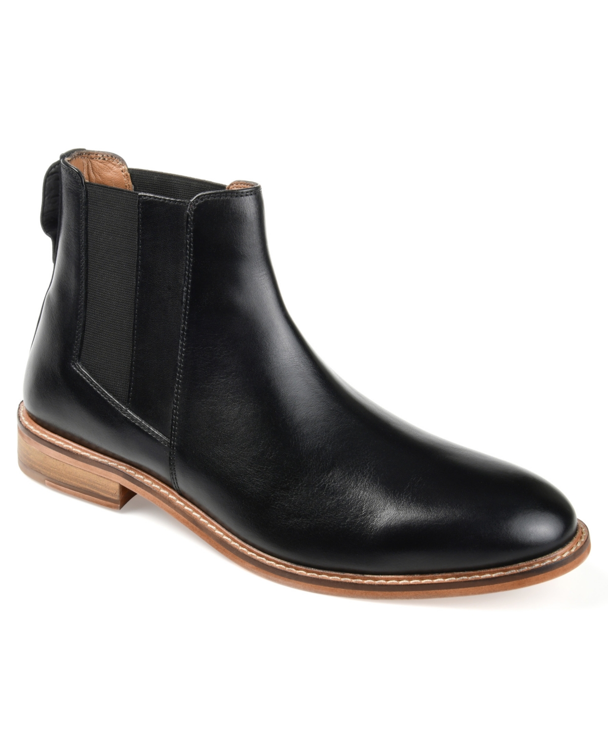 Shop Thomas & Vine Men's Corbin Wide Width Plain Toe Chelsea Boot In Black