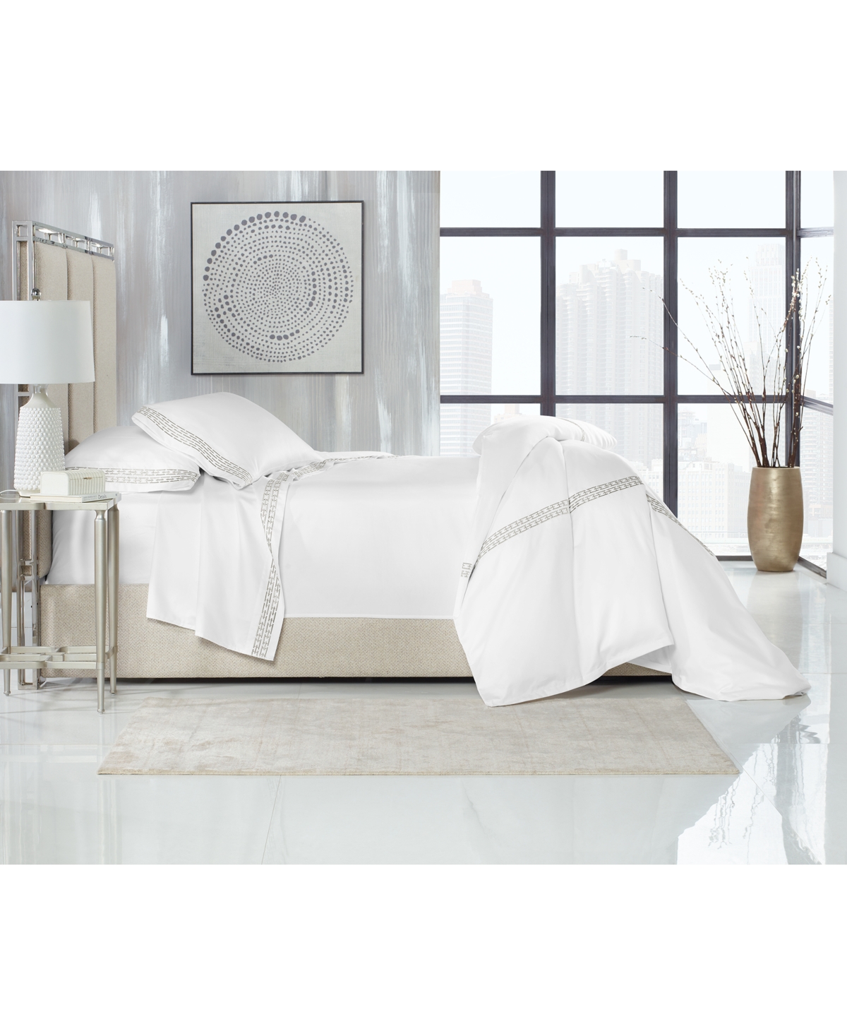 Hotel Collection Chain Links Embroidered 100% Pima Cotton 4-Pc. Set, Queen, Exclusively at Macy's