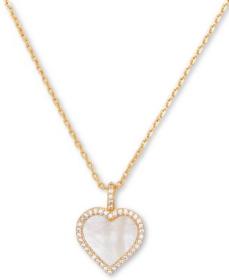 kate spade new york - Gold-Tone Mother-of-Pearl Heart Pendant Necklace, 18" + 3" extender