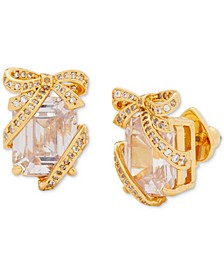 Gold-Tone Crystal Present Stud Earrings