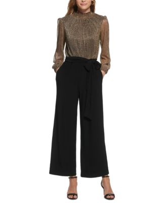 Jessica Howard Petite Metallic Mock Neck Jumpsuit Macy s