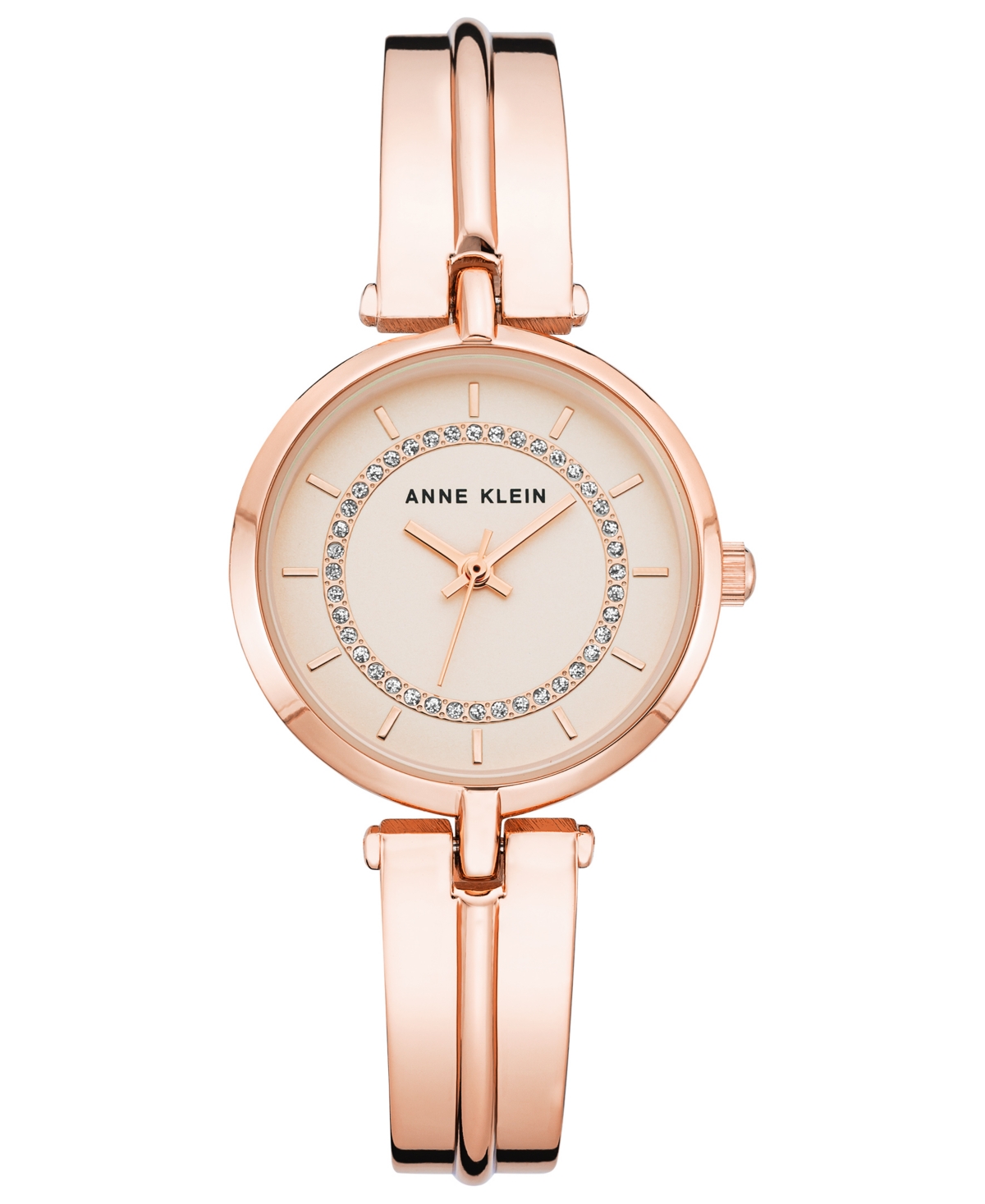 Anne Klein Women's Rose Gold-tone Alloy Bangle With Silver Glitter Watch, 38mm