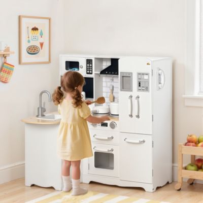 Wooden Big Kitchen Playset for Kids with Tons of Storage, Sound Effect