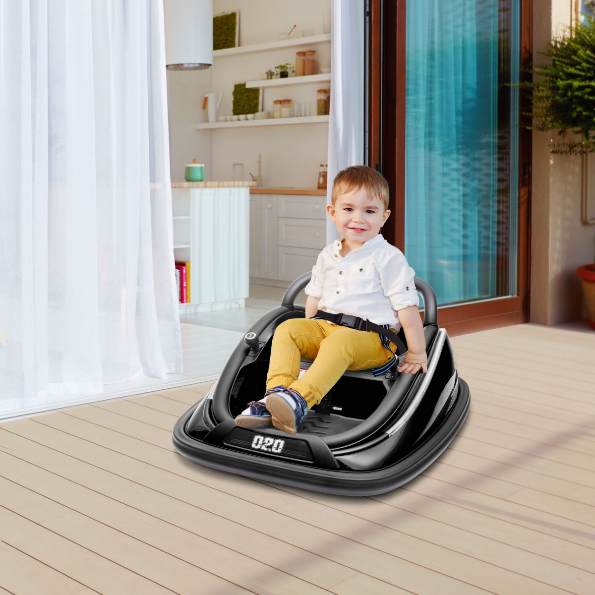 Aosom 12V Kids Bumper Car Twins Motor, w/Remote Control Light 360° Rotation