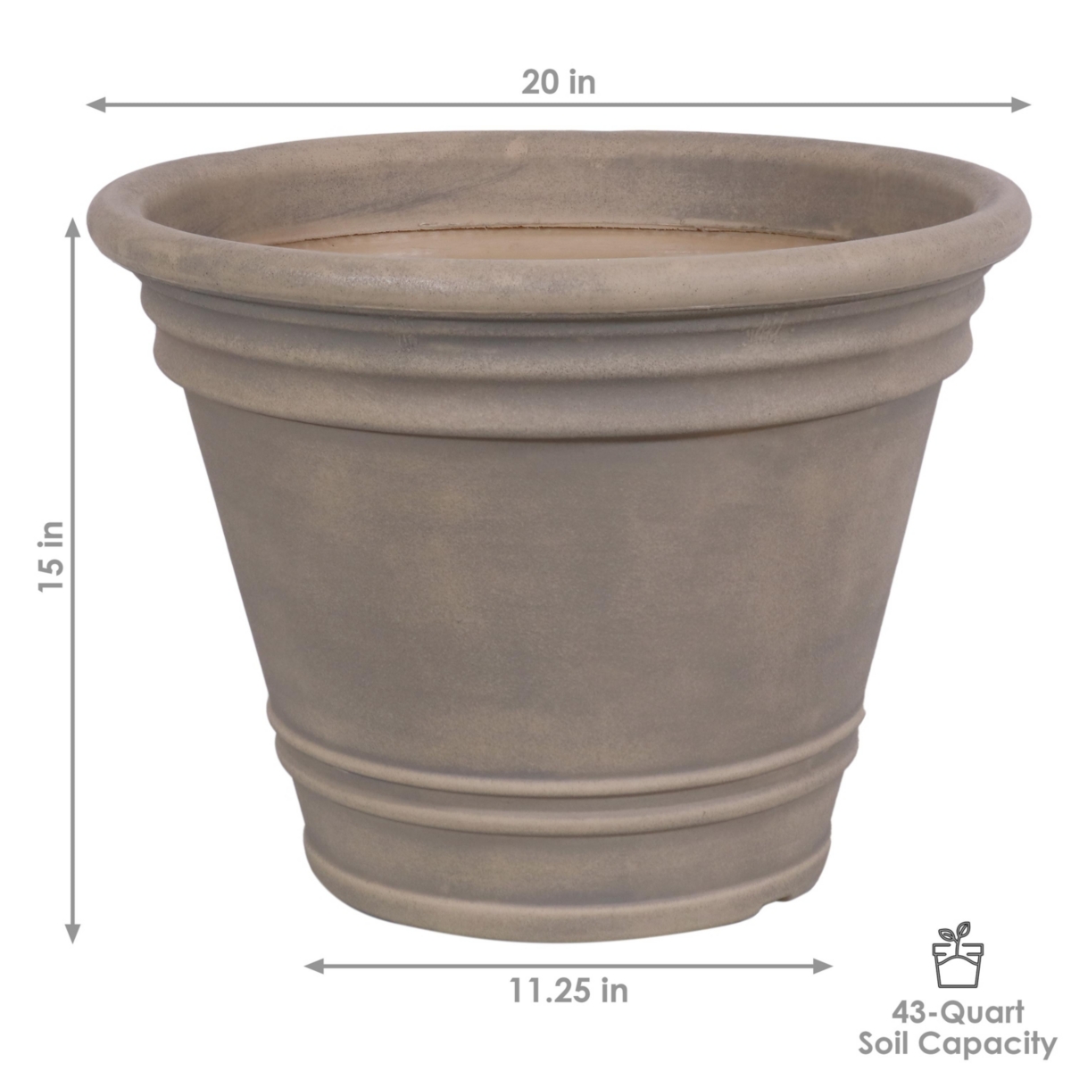 Sunnydaze Decor Franklin Dual-Wall Polyresin Planter -- Set of 2 - Beige