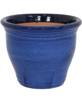 Studio Outdoor/Indoor UV- and Frost-Resistant Ceramic Flower Pot Planter with Drainage Holes