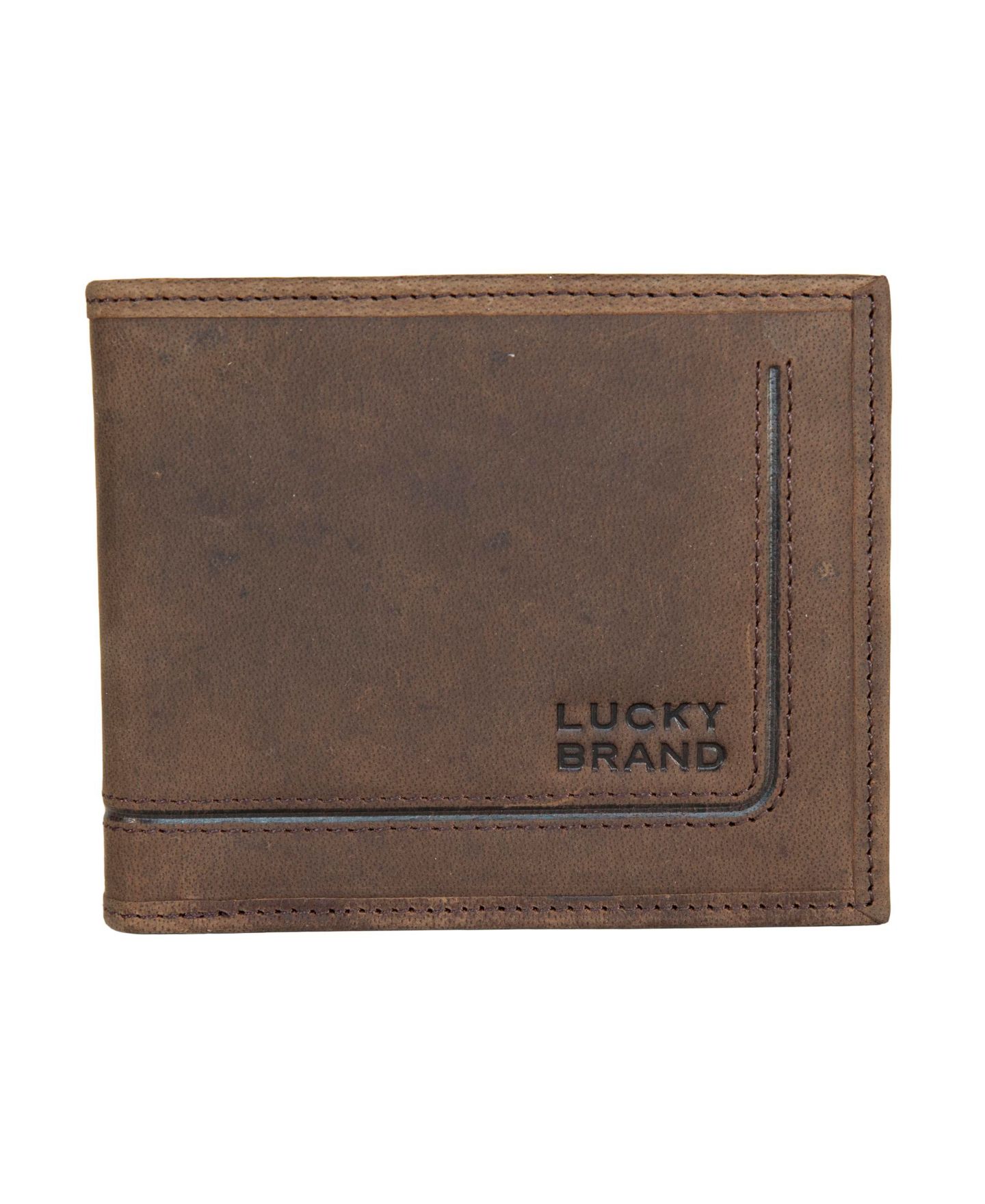Мужское кожаное портмоне Lucky Brand Grooved, двойного сложения — фото 1