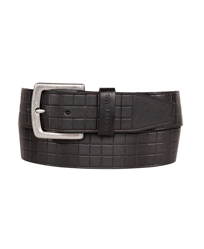 Lucky Brand Men's Grid Tooled Embossed Leather Belt - Macy's