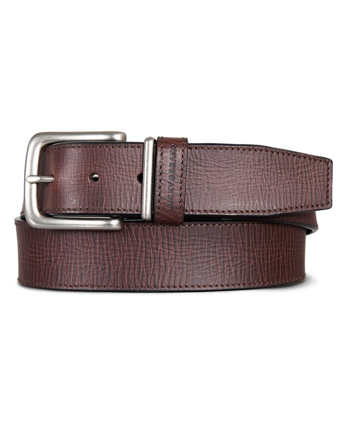 Lucky Brand Men's Leather Jean Belt with Metal and Leather Keeper - Macy's