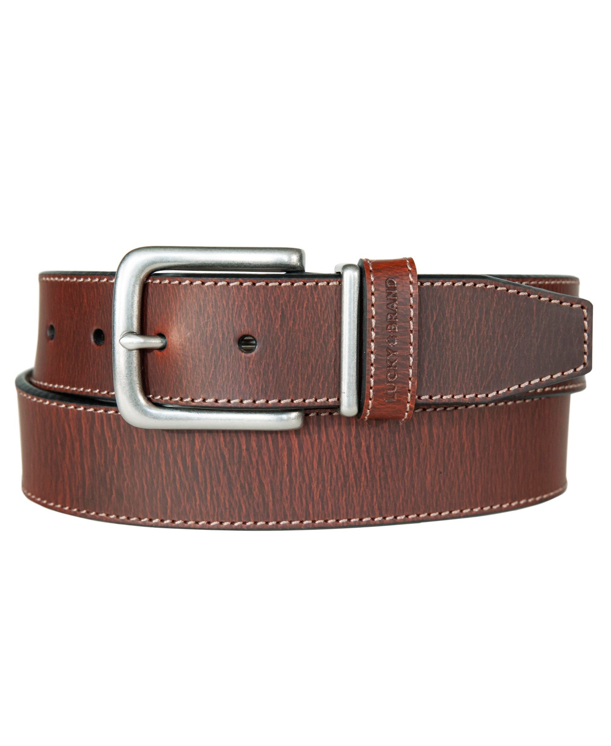 Men's Leather Jean Belt with Metal and Leather Keeper - Tan
