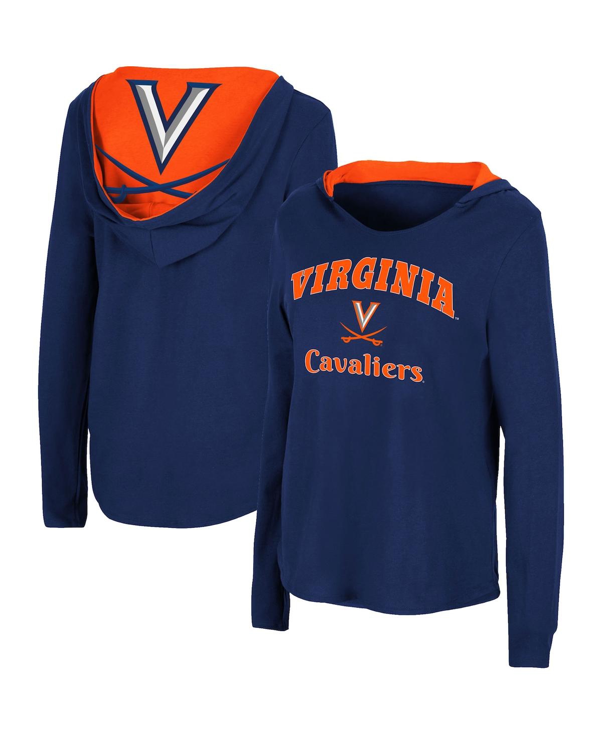 Colosseum Women's  Navy Virginia Cavaliers Catalina Hoodie Long Sleeve T-shirt In Navy