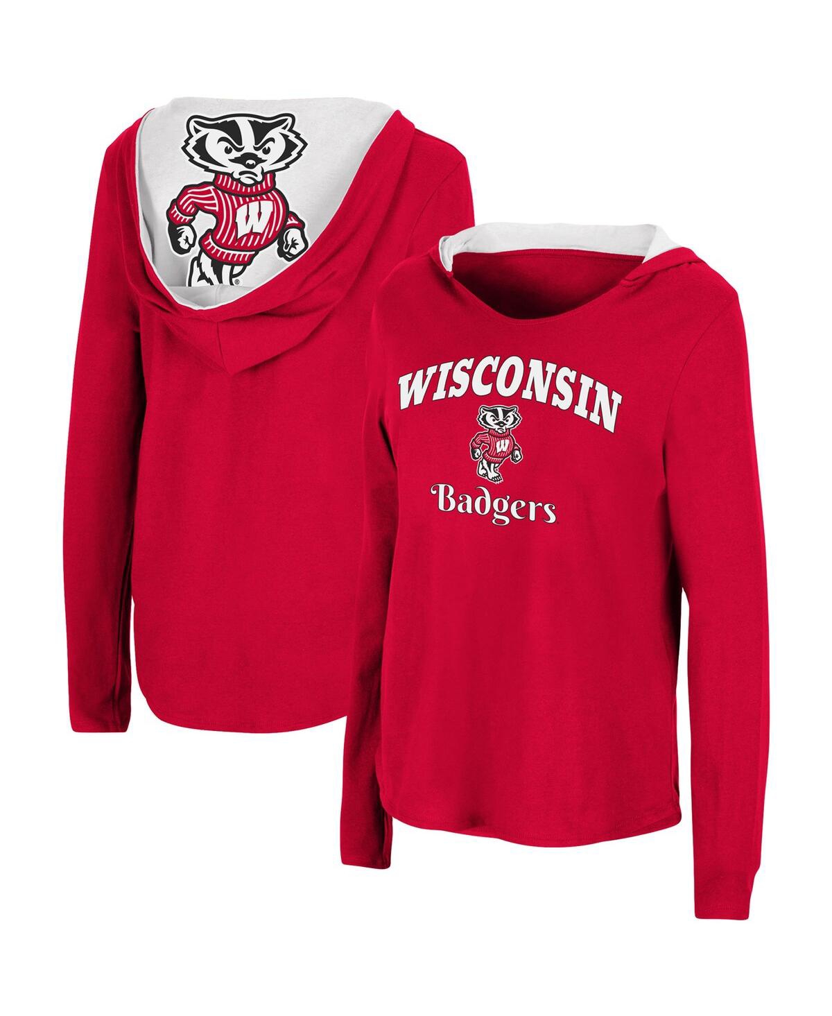 Colosseum Women's  Red Wisconsin Badgers Catalina Hoodie Long Sleeve T-shirt
