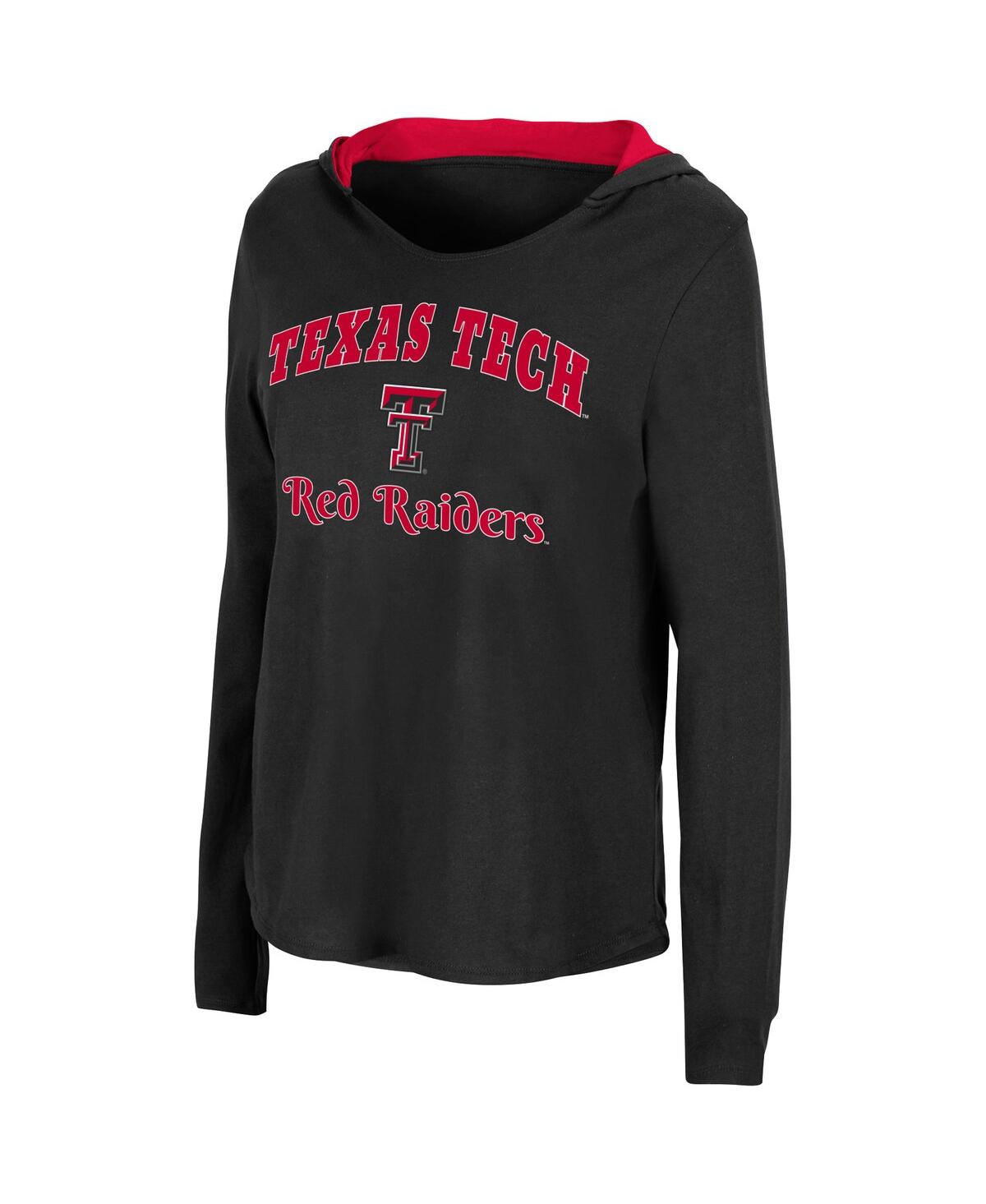 Colosseum Women's  Black Texas Tech Red Raiders Catalina Hoodie Long Sleeve T-shirt In Black