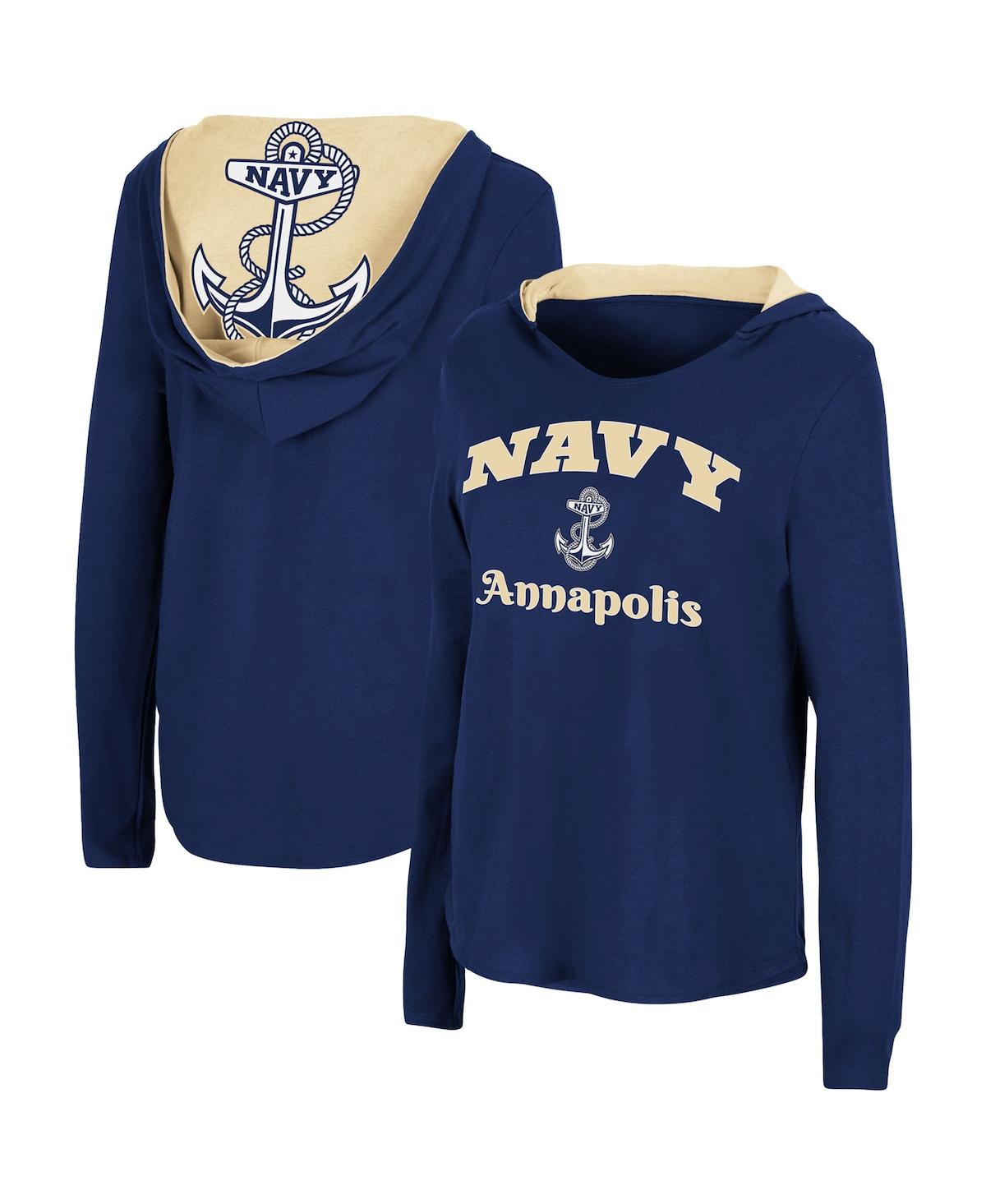 Colosseum Navy Navy Midshipmen Catalina Hoodie Long Sleeve T-shirt In Navy