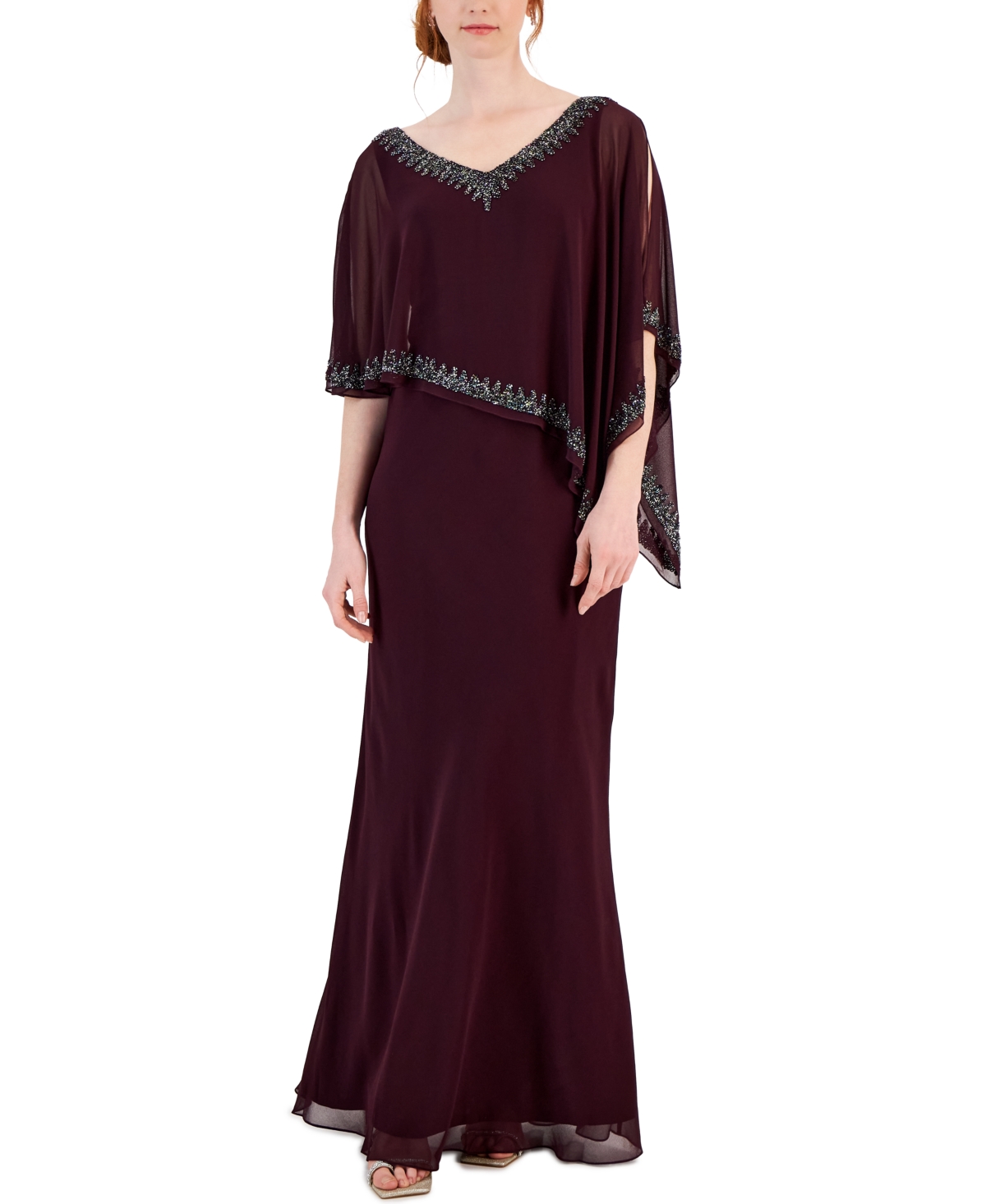 J Kara Women's Embellished Asymmetric-Overlay Gown