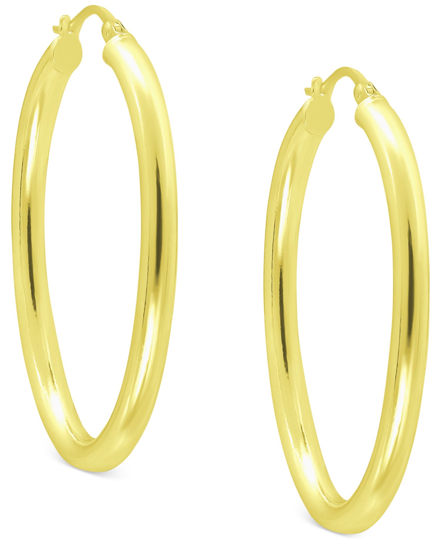Polished Oval Medium Hoop Earrings, 25mm