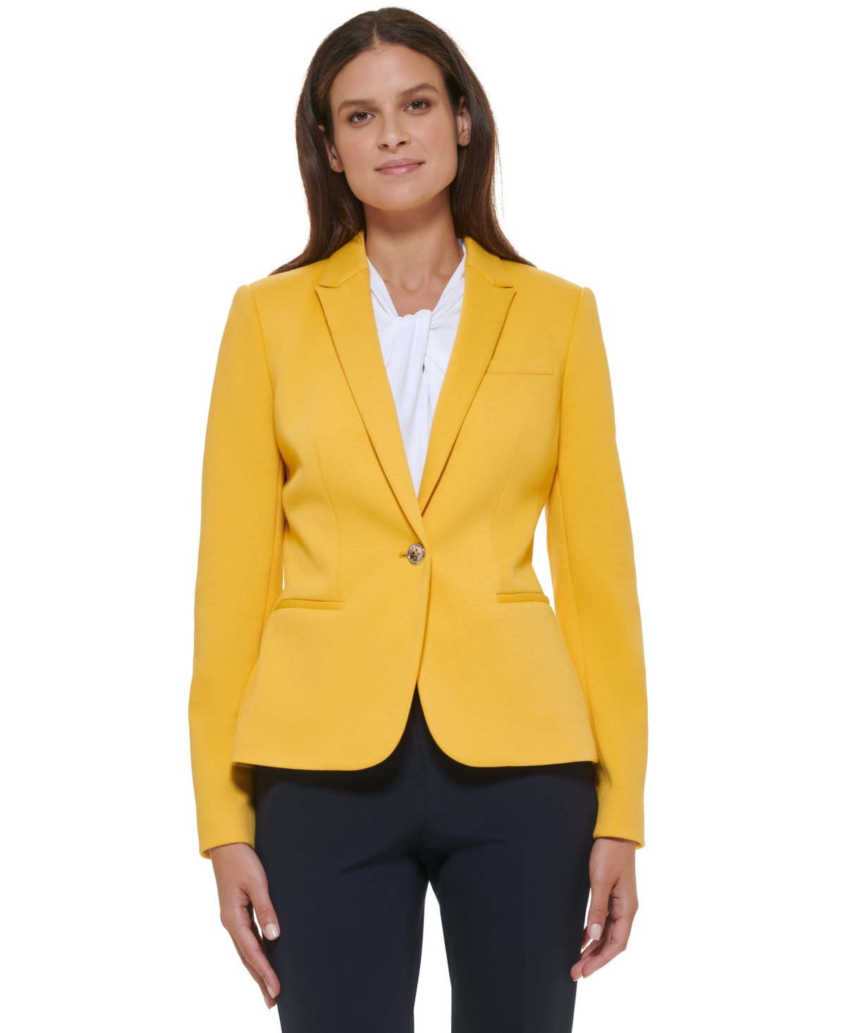 Tommy Hilfiger Women s Elbow patch Single button Blazer In Deep