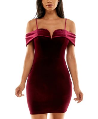 Off Shoulder Velvet Bodycon Dress