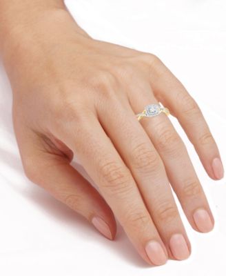 Diamond Swirled Shank Ring (1/5 ct. t.w.) in 14k Gold-Plated Sterling Silver