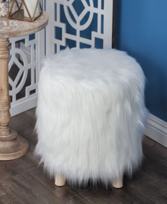 Polyester Stool with Faux Fur, 19" x 19" x 16"